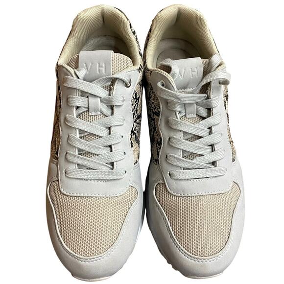 Vintage Havana Queen Leather Suede Women's Sneakers 8.5 White Gray Lace Up Shoes - Picture 4 of 10